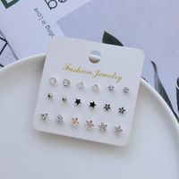 Ensemble De 9 Pièces De Boucles D&#39;oreilles En Alliage De Strass Perle Géométrique À La Mode main image 3