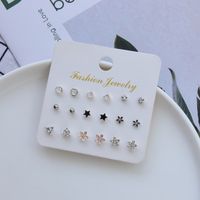 Fashion Geometric Pearl Rhinestone Alloy Earrings 9-piece Set main image 3