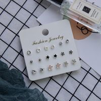 Fashion Geometric Pearl Rhinestone Alloy Earrings 9-piece Set main image 5