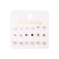 Ensemble De 9 Pièces De Boucles D&#39;oreilles En Alliage De Strass Perle Géométrique À La Mode main image 6