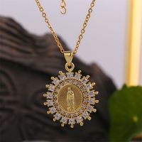 Religious Trendy Virgin Mary Copper Inlaid Zirconium Necklace main image 3