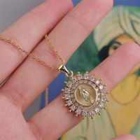 Religious Trendy Virgin Mary Copper Inlaid Zirconium Necklace main image 4