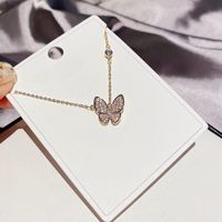 Fashion Butterfly Copper Inlaid Zircon Necklace Wholesale main image 3