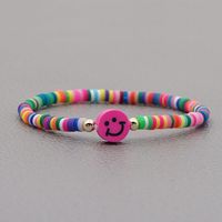 Fashion Rainbow Soft Ceramic Beaded Multicolor Smiley Face Bracelet sku image 2