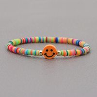 Fashion Rainbow Soft Ceramic Beaded Multicolor Smiley Face Bracelet sku image 3