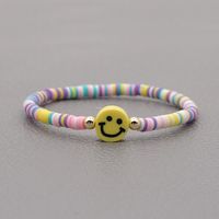 Fashion Rainbow Soft Ceramic Beaded Multicolor Smiley Face Bracelet sku image 4