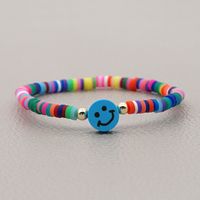 Fashion Rainbow Soft Ceramic Beaded Multicolor Smiley Face Bracelet sku image 5