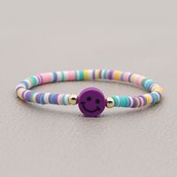 Fashion Rainbow Soft Ceramic Beaded Multicolor Smiley Face Bracelet sku image 7