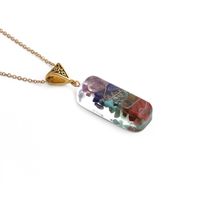 Wholesale Jewelry Ins Style Casual Multicolor Rectangle Stainless Steel Natural Stone Resin Pendant Necklace Long Necklace sku image 2