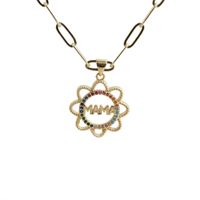 New Fashion Simple Copper Zircon Love Mom Flower Necklace sku image 6