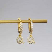 Boucles D&#39;oreilles En Zircon Incrusté De Cuivre Lettre De Mode En Gros sku image 17