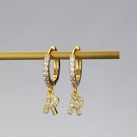 Boucles D&#39;oreilles En Zircon Incrusté De Cuivre Lettre De Mode En Gros sku image 18