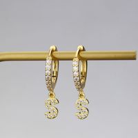 Fashion Letter Copper Inlaid Zircon Earrings Wholesale sku image 19