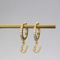 Fashion Letter Copper Inlaid Zircon Earrings Wholesale sku image 21