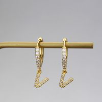 Fashion Letter Copper Inlaid Zircon Earrings Wholesale sku image 22