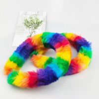 Venta Al Por Mayor De La Venda Del Pelo De La Felpa Del Color Del Arco Iris De La Moda sku image 1