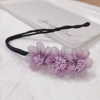 Korean Blue Flower Cloth Hair Rope Wholesale sku image 4