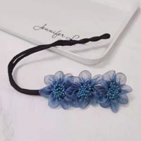 Korean Blue Flower Cloth Hair Rope Wholesale sku image 8