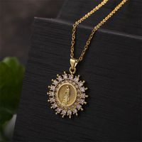 Religious Trendy Virgin Mary Copper Inlaid Zirconium Necklace sku image 1