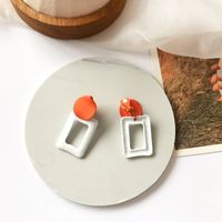 Fashion Geometric Frosted Paint Contrast Color Stud Earrings sku image 2