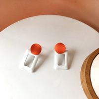 Fashion Geometric Frosted Paint Contrast Color Stud Earrings sku image 1