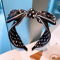 Korean Polka Dots Letters Bowknot Headband Ribbon Hair Scrunchies sku image 3