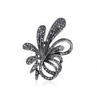 Fashion Black Antique Silver Full Diamond Brooch Wholesale sku image 1