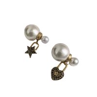 Retro Double-sided Pearl Star Earrings main image 6