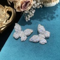 Boucles D&#39;oreilles Mode Papillon Blanc En Cuivre Zircon main image 2