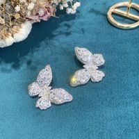 Fashion White Butterfly Copper Zircon Earrings Wholesale main image 4