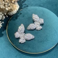 Boucles D&#39;oreilles Mode Papillon Blanc En Cuivre Zircon main image 5