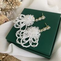 Fashion White Flower Water Drop Crystal Alloy Earrings Wholesale main image 4