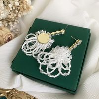 Fashion White Flower Water Drop Crystal Alloy Earrings Wholesale main image 5