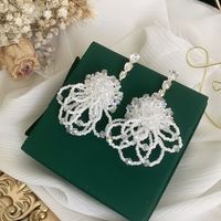 Fashion White Flower Water Drop Crystal Alloy Earrings Wholesale main image 6