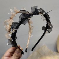 Korean Net Yarn Bowknot Three-dimensional Crystal Thin Edge Headband Wholesale main image 4