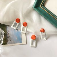 Fashion Geometric Frosted Paint Contrast Color Stud Earrings main image 2