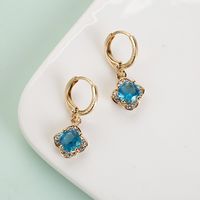 Fashion Copper Gold-plated Micro-inlaid Zircon Four-leaf Clover Earrings Wholesale main image 2