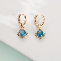 Fashion Copper Gold-plated Micro-inlaid Zircon Four-leaf Clover Earrings Wholesale main image 3