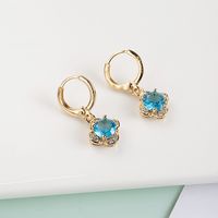 Fashion Copper Gold-plated Micro-inlaid Zircon Four-leaf Clover Earrings Wholesale main image 5