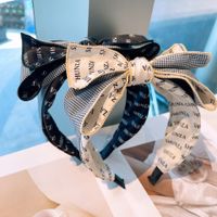 Korean Color Matching Letter Lattice Large Bow Hair Band main image 6