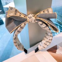Korean Color Matching Letter Lattice Large Bow Hair Band main image 5