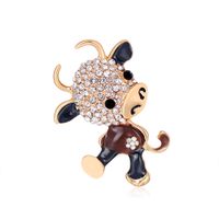 Fashion Zodiac Bull Alloy Oil Rhinestone Brooch main image 1