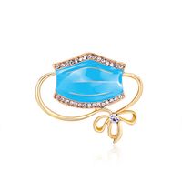 Fashion Rhinestone Mask Dripping Oil Blue Alloy Brooch Wholesale main image 1