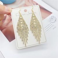 Fashion Full Diamond Tassel Square Round Alloy Earrings Wholesale main image 2