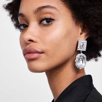 Fashion Geometric Rhinestone Alloy Earrings Wholesale main image 1