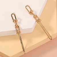 Simple Metal U-shaped Chain Long Earrings main image 4