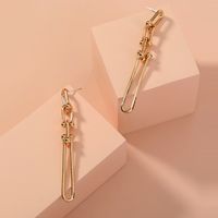 Simple Metal U-shaped Chain Long Earrings main image 5