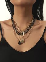 Collier En Alliage De Chaîne Multicouche Géométrique À La Mode En Gros main image 1