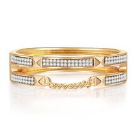 Fashion Double-layer Hollow Diamond-studded Chain Open Bracelet main image 1