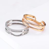Fashion Double-layer Hollow Diamond-studded Chain Open Bracelet main image 5